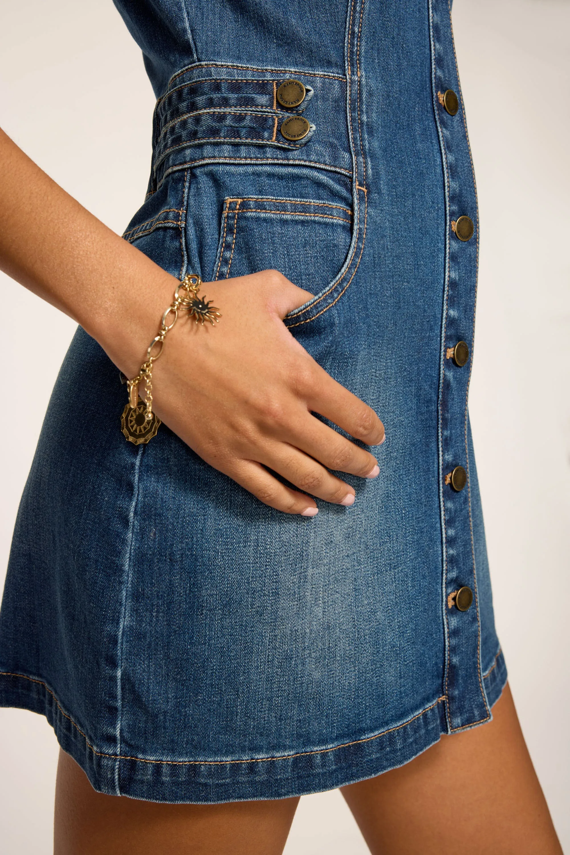 Liv Button Down Denim Mini Dress sold by Ramy Brook product image thumbnail 3