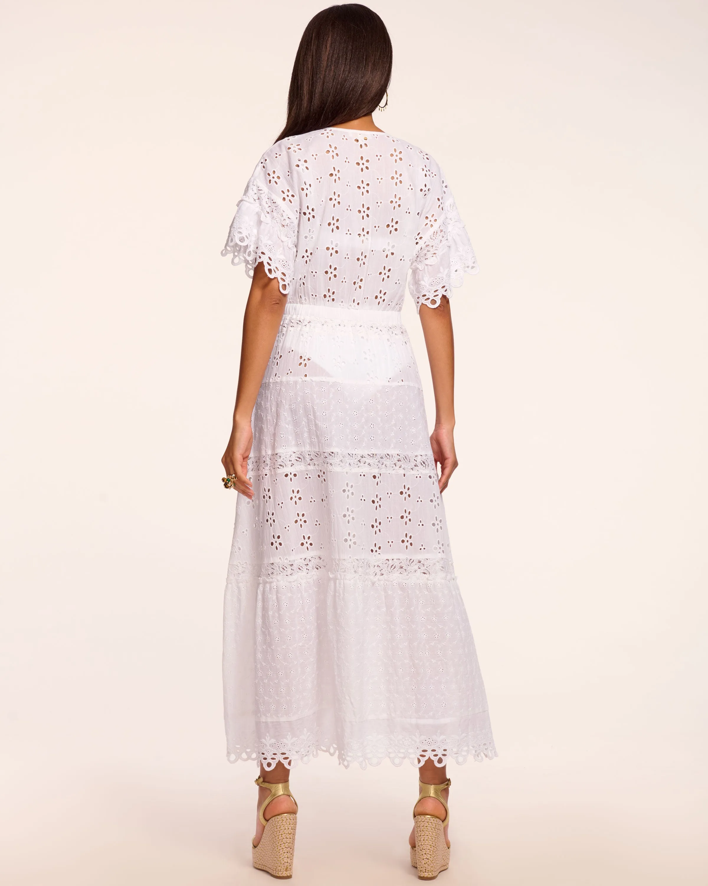 Janis Cotton Eyelet Tie Front Coverup Maxi Dress sold by Ramy Brook product image thumbnail 3