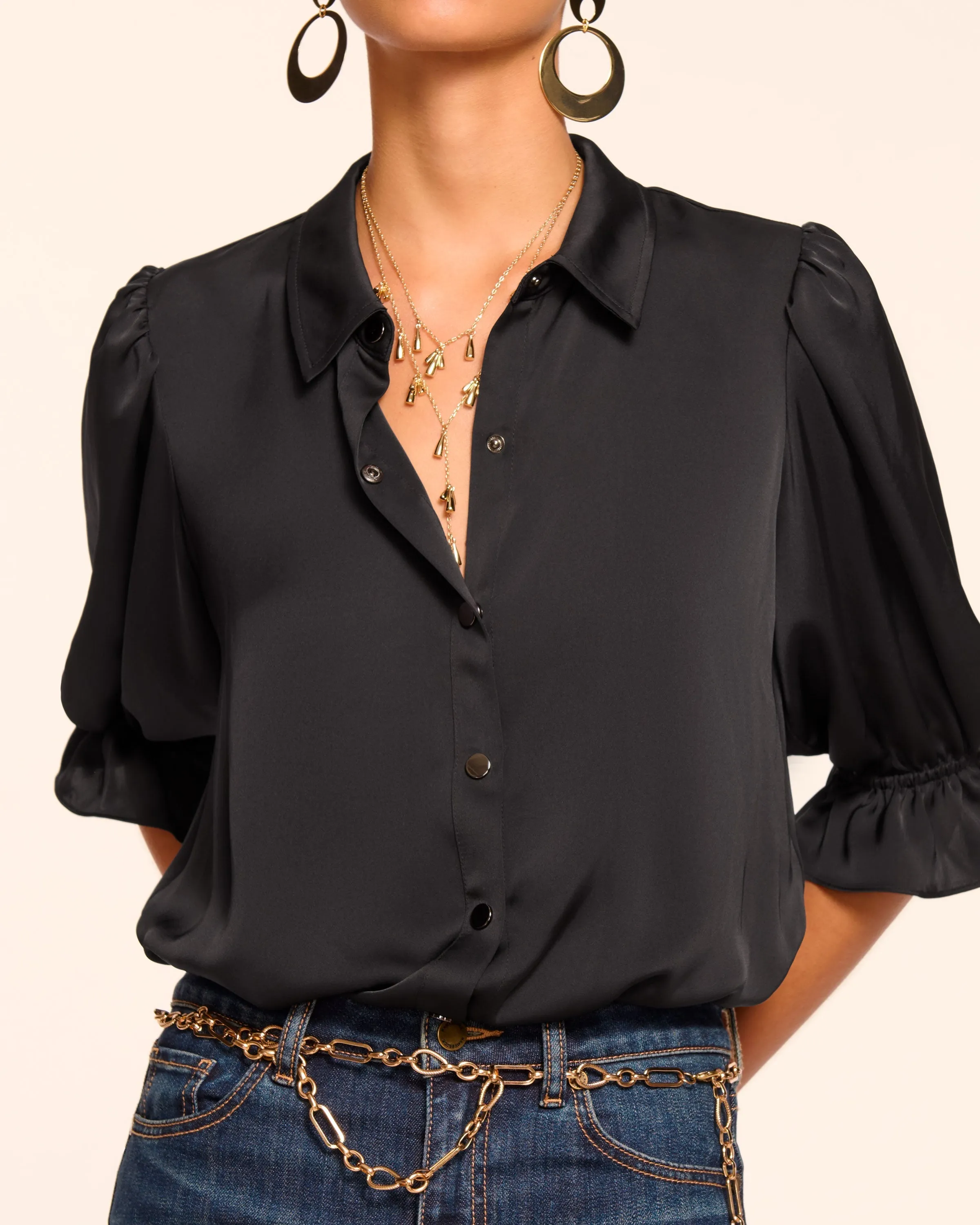 Dina Button Down Bodysuit | BLACK sold by Ramy Brook product image thumbnail 3