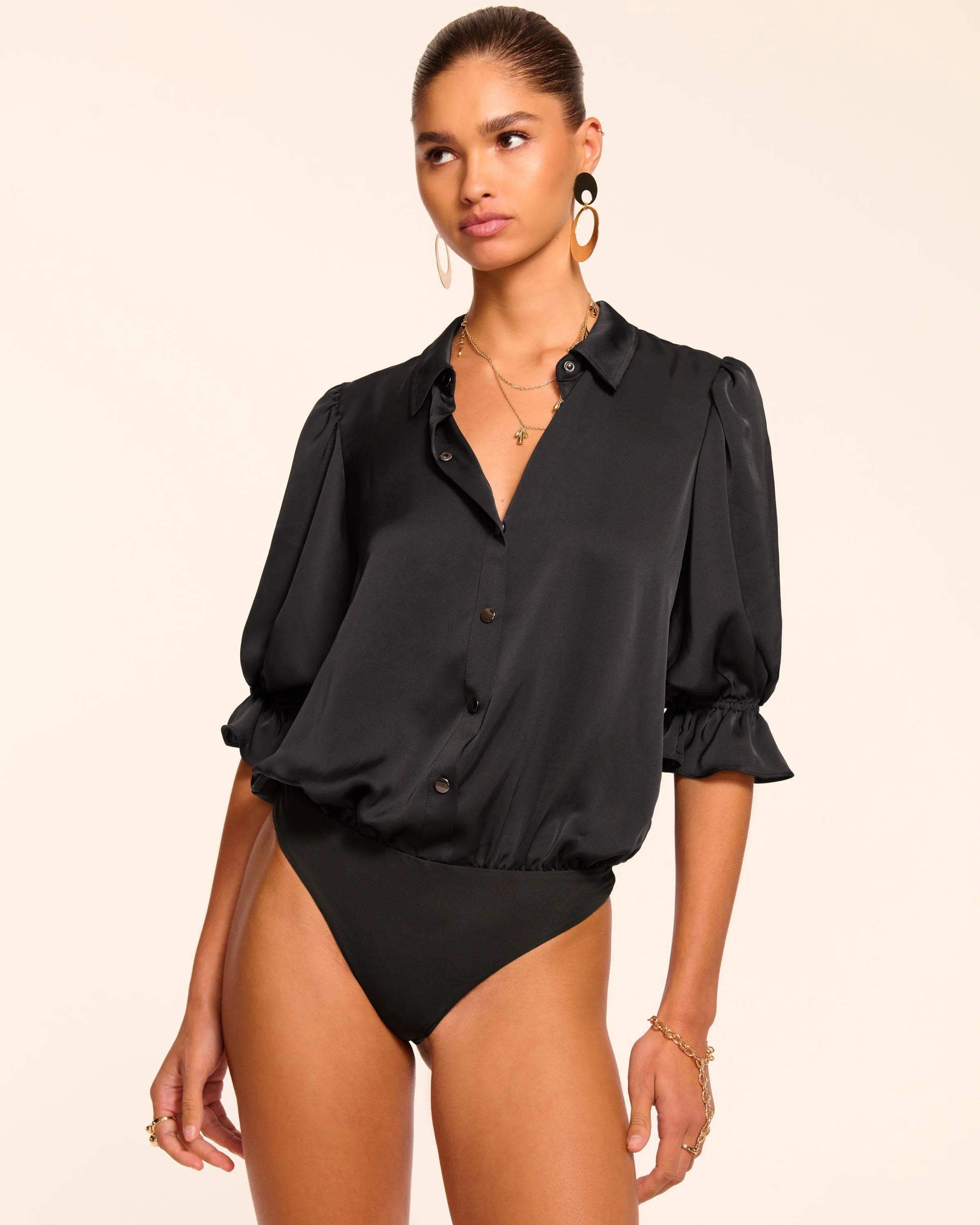 Dina Button Down Bodysuit | BLACK sold by Ramy Brook product image thumbnail 2