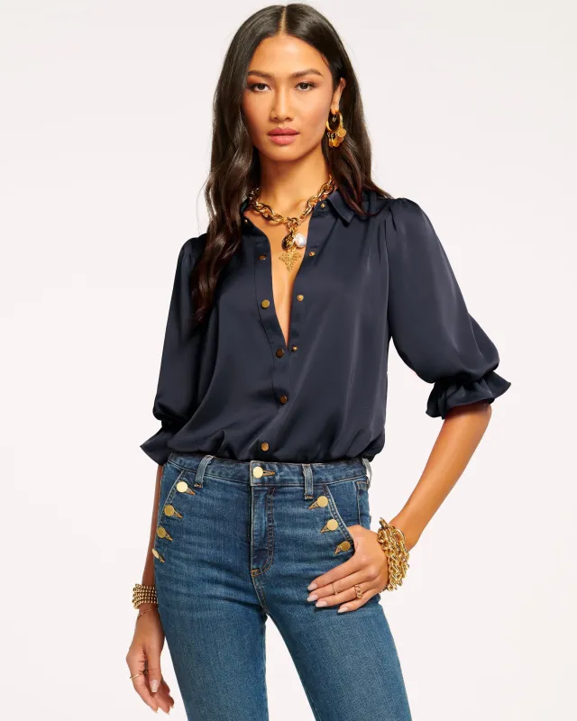 Dina Button Down Bodysuit | NAVY made by Ramy Brook