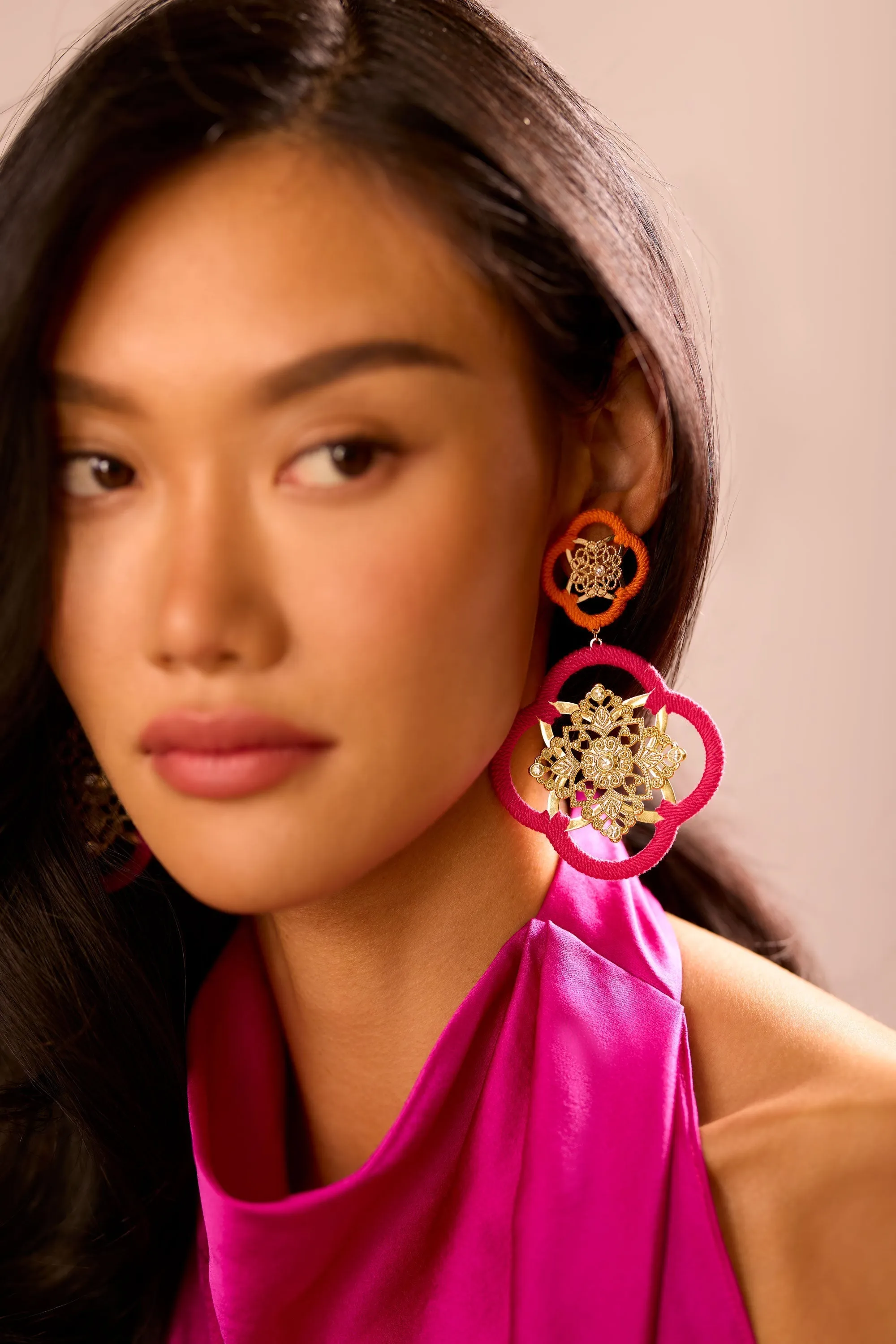 Anya Medallion Drop Earrings | FIESTA PINK sold by Ramy Brook product image thumbnail 2