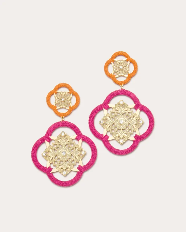 Anya Medallion Drop Earrings | FIESTA PINK made by Ramy Brook