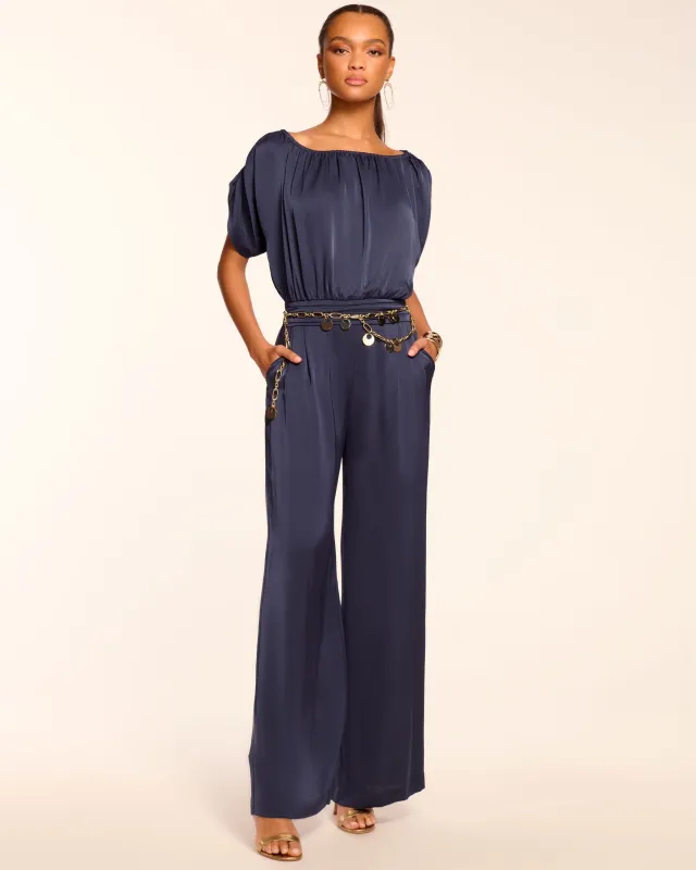 Sabrina Ruched Wide Leg Jumpsuit | NAVY made by Ramy Brook