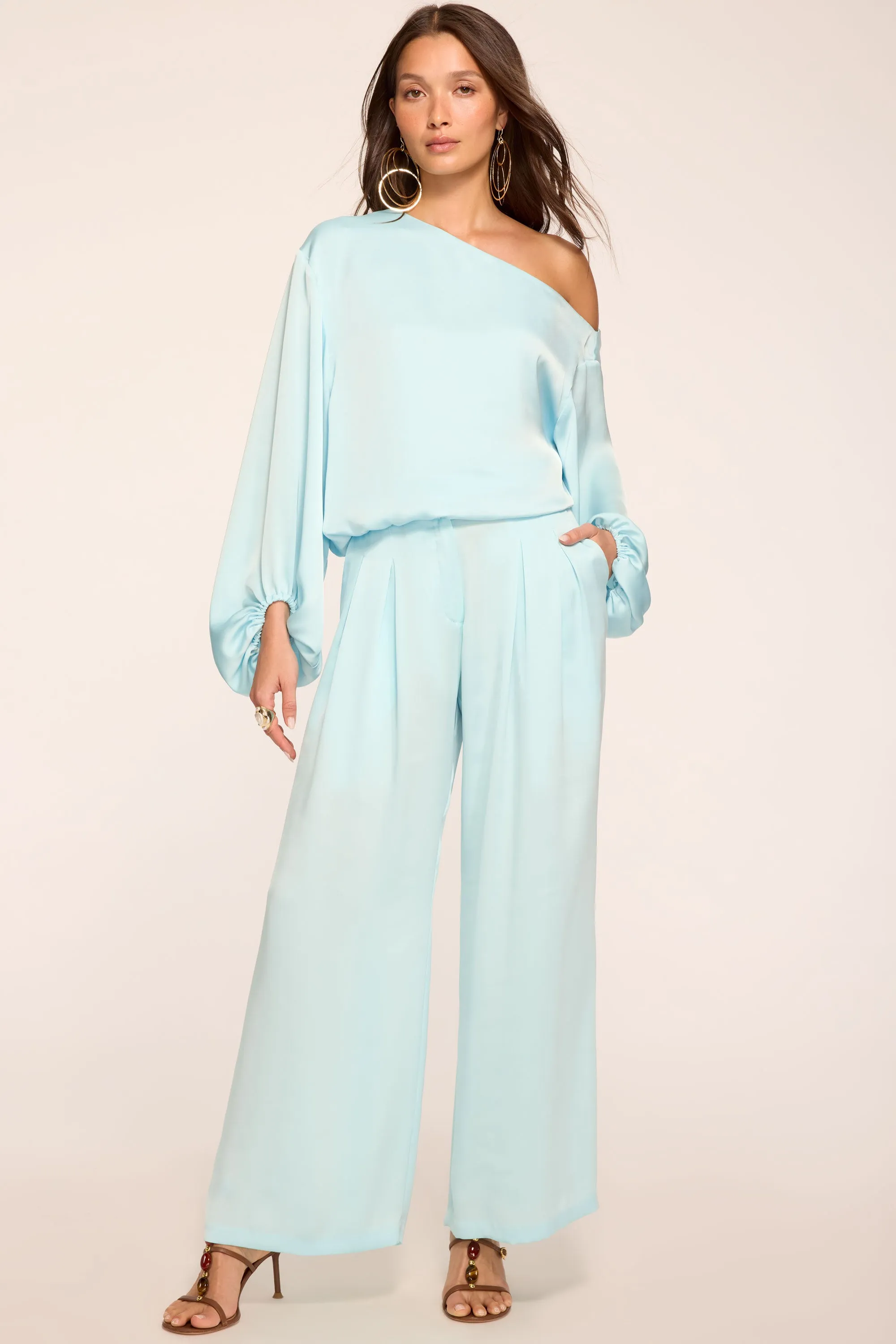 Oscar Pleated Wide Leg Pant | BLUE BREEZE sold by Ramy Brook product image thumbnail 2