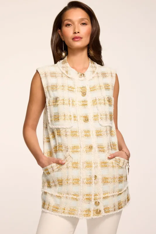 Violet Lurex Tweed Vest made by Ramy Brook