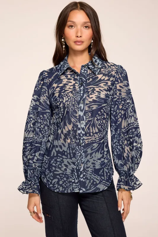 Joy Printed Long Sleeve Blouse made by Ramy Brook