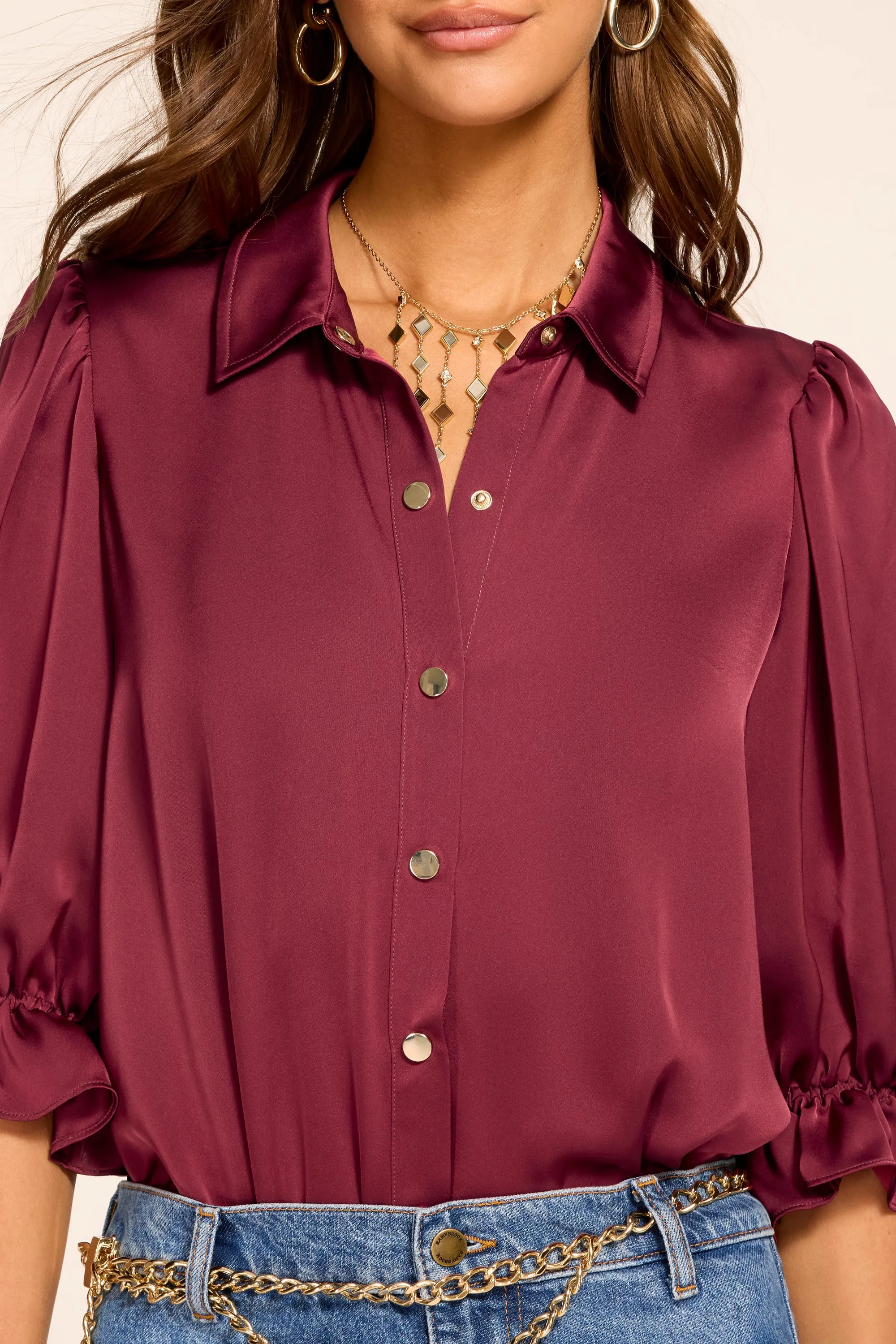 Dina Button Down Bodysuit | CRANBERRY sold by Ramy Brook product image thumbnail 3