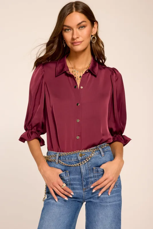 Dina Button Down Bodysuit | CRANBERRY made by Ramy Brook