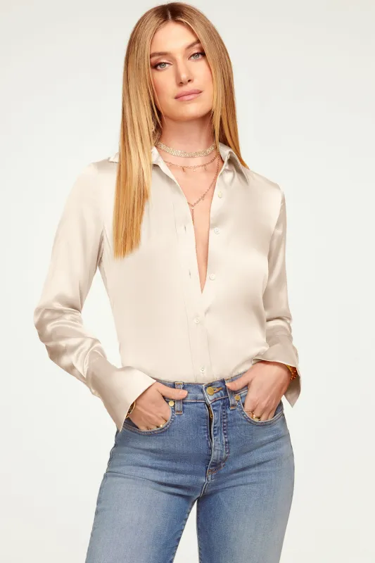 Victoria Silk Button Down Blouse | SANDSTONE made by Ramy Brook