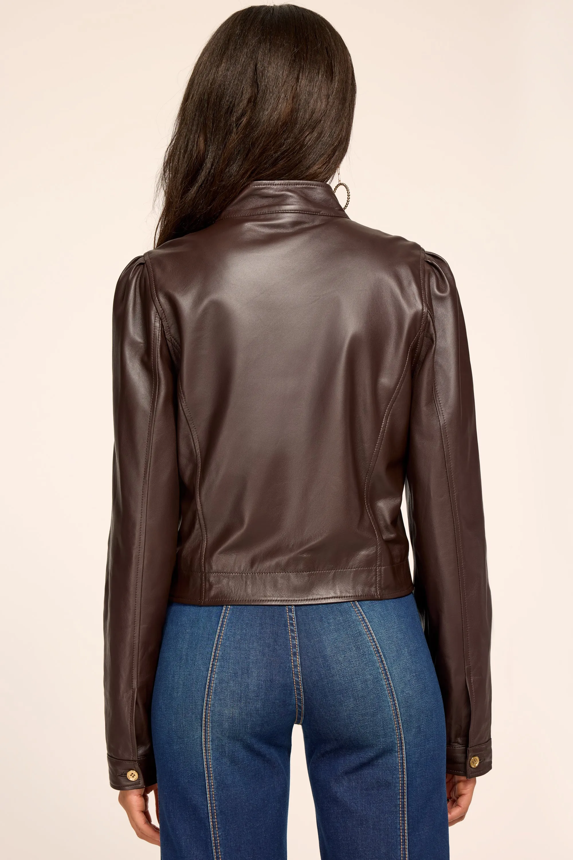 Elsa Leather Cropped Jacket sold by Ramy Brook product image thumbnail 4