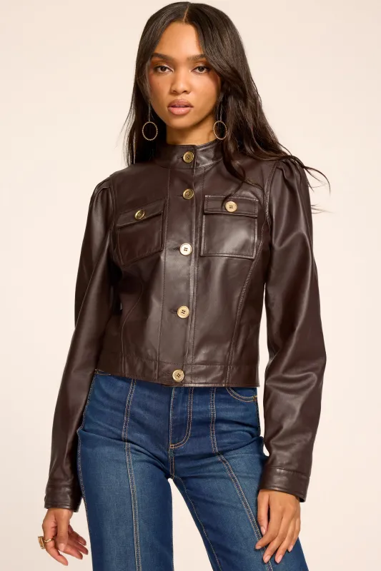 Elsa Leather Cropped Jacket made by Ramy Brook