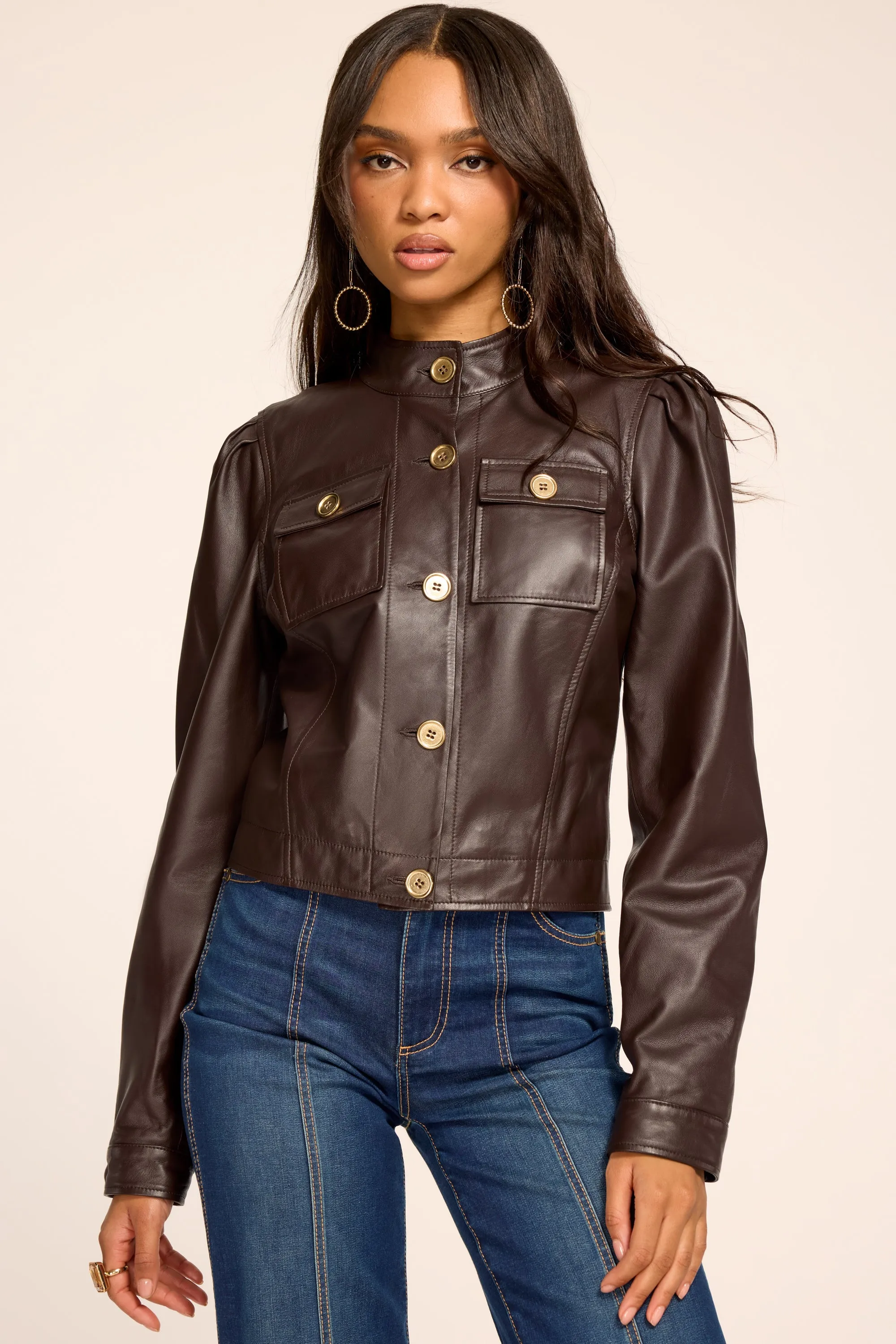 Elsa Leather Cropped Jacket sold by Ramy Brook