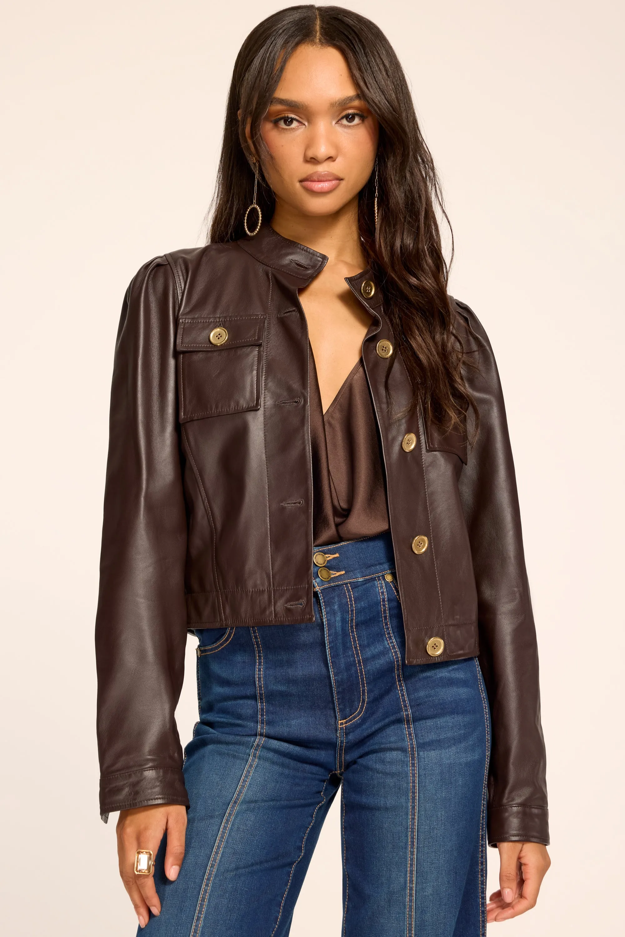 Elsa Leather Cropped Jacket sold by Ramy Brook product image thumbnail 2