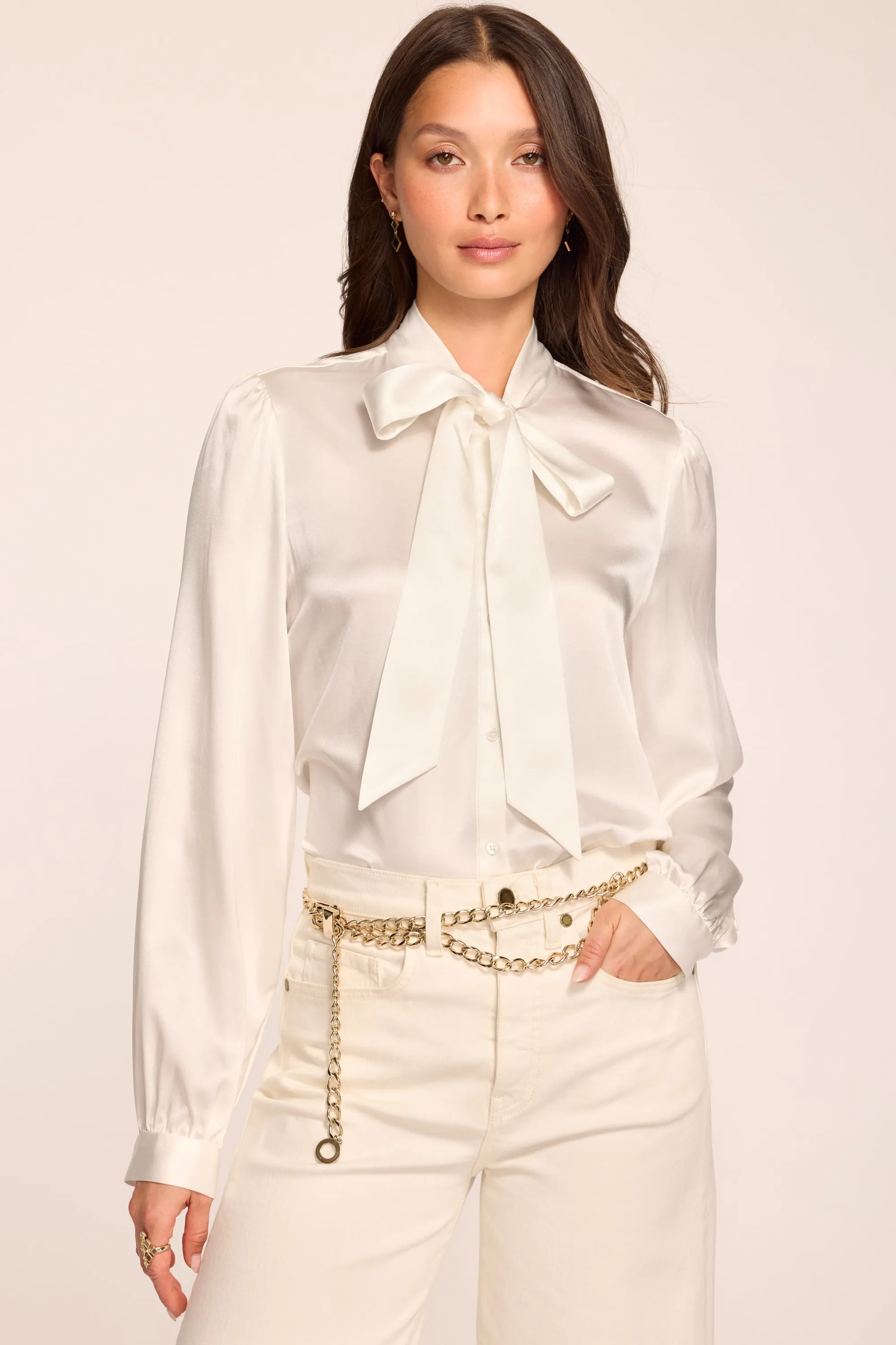 Theresa Tie Neck Long Sleeve Silk Top sold by Ramy Brook product image thumbnail 2