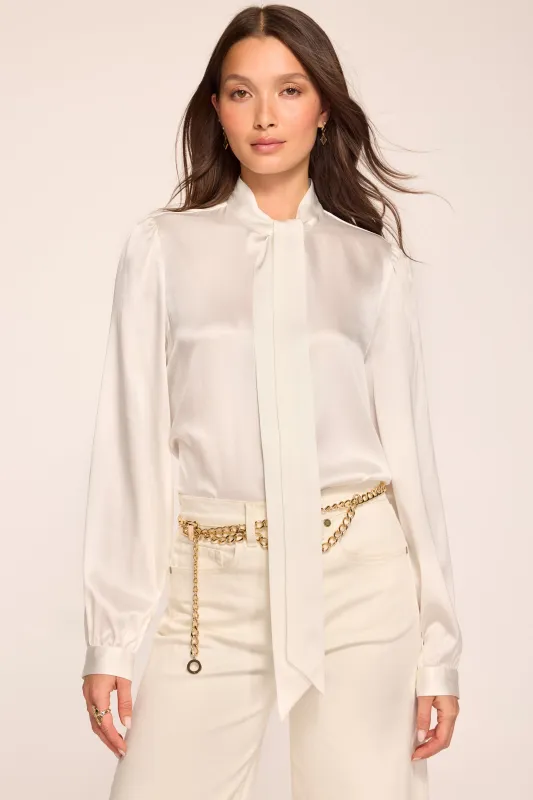 Theresa Tie Neck Long Sleeve Silk Top made by Ramy Brook