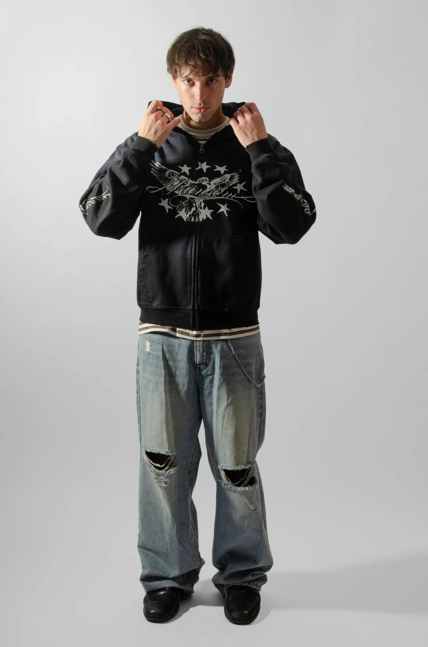 BIRD ZIP UP (FADED BLACK) sold by Ransom product image thumbnail 2