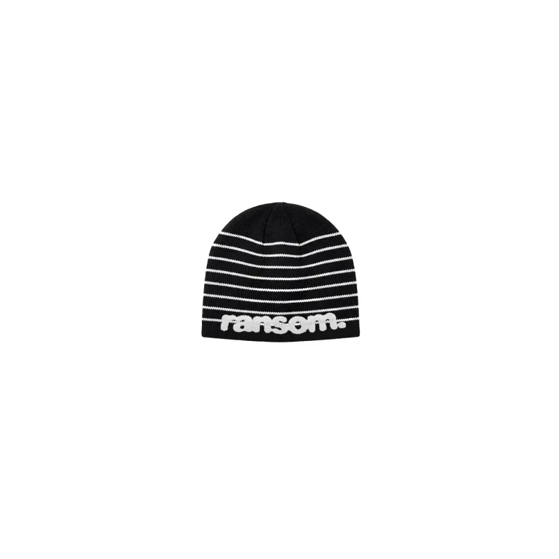 BLACK STRIPED BEANIE made by Ransom
