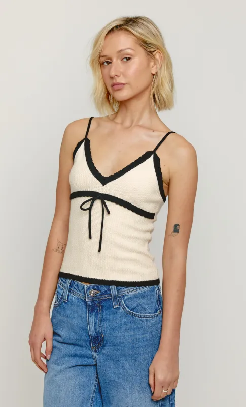 Cream Scalloped Edge Knit Top sold by Rare London