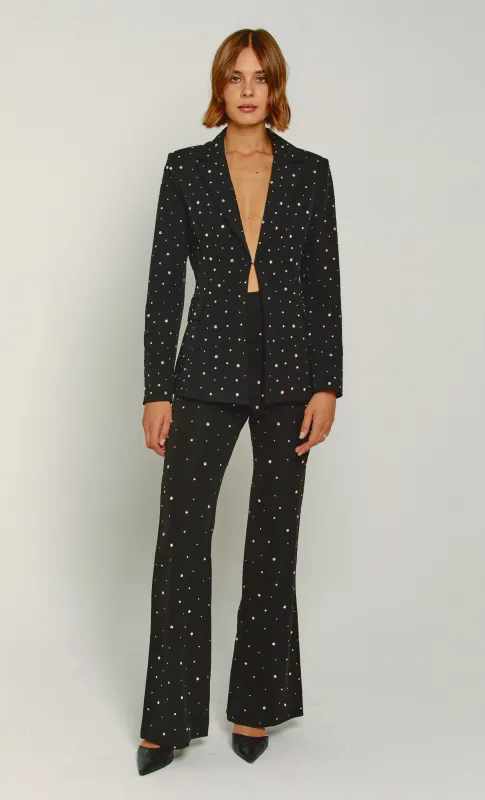 Black Diamante Embellished Flared Trousers sold by Rare London