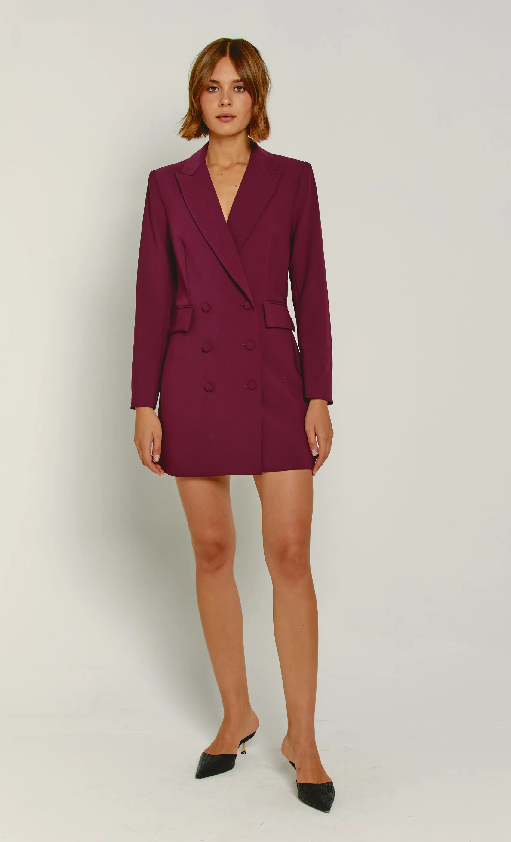 Plum Double Breasted Blazer Mini Dress sold by Rare London product image thumbnail 2
