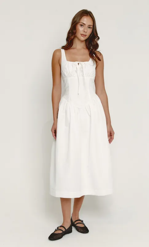 White Tie Front Detail Midaxi Dress made by Rare London