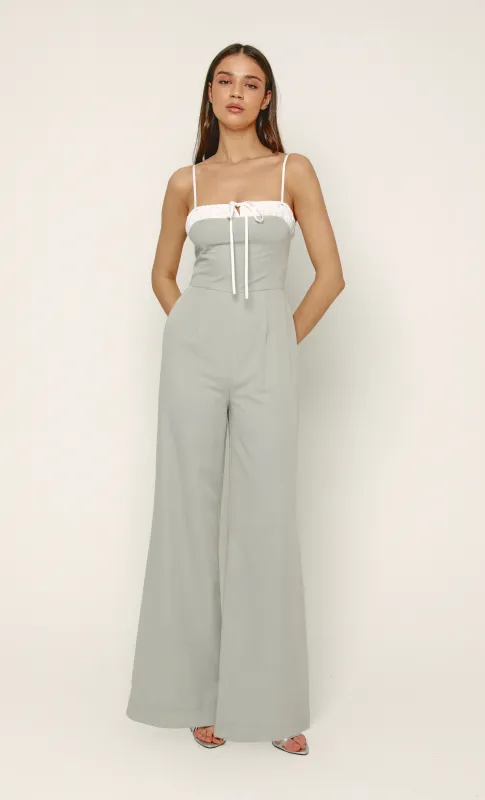 Grey Ruched Bust Jumpsuit sold by Rare London