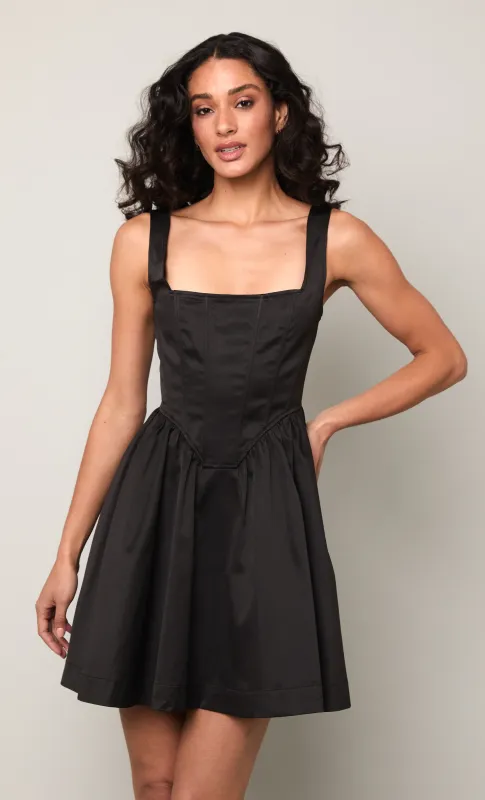 Black Corset Tiered Mini Dress sold by Rare London