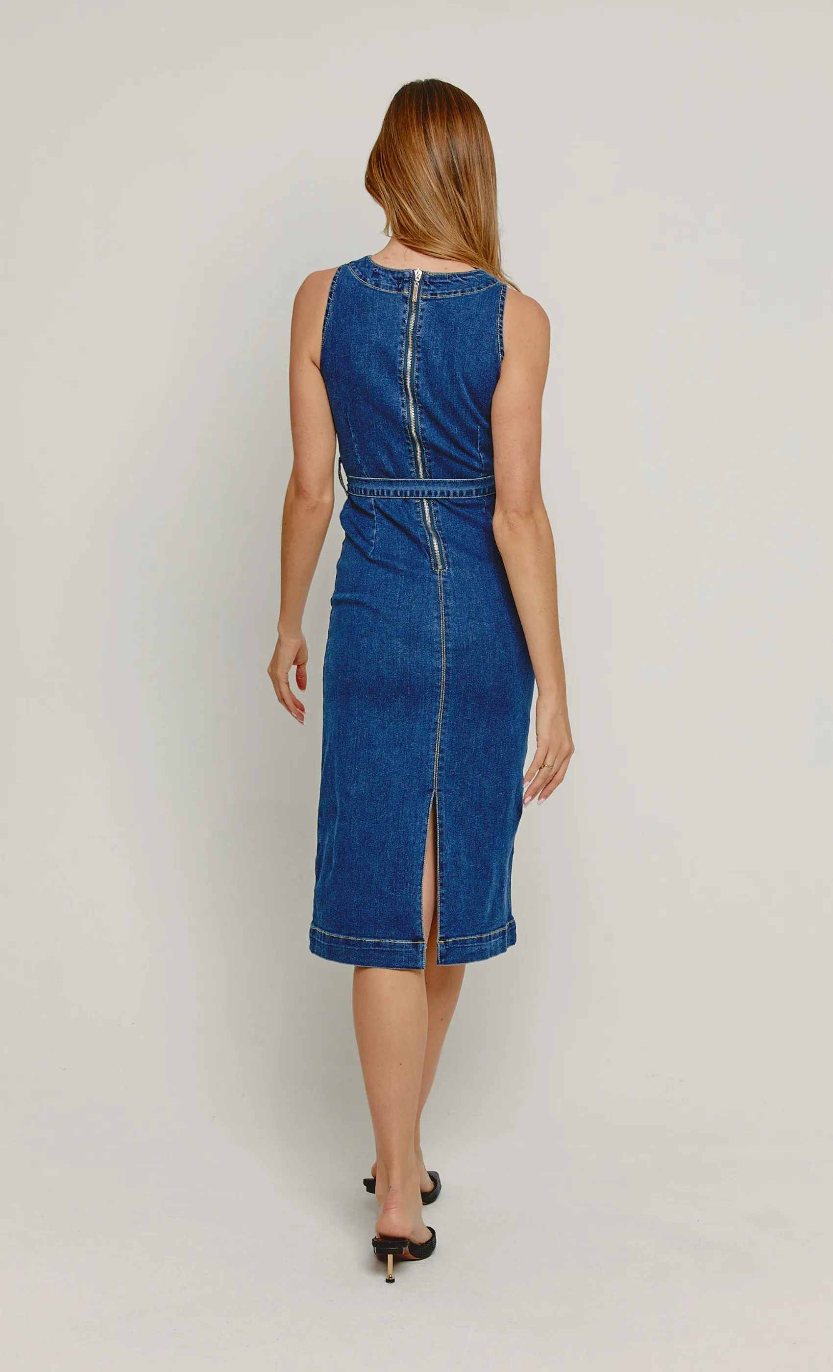 Dark Denim Midaxi Shift Dress sold by Rare London product image thumbnail 3