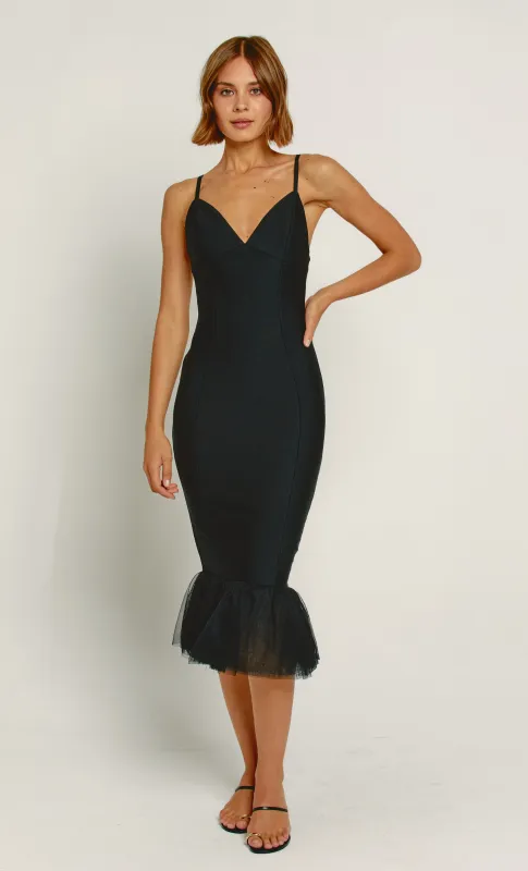 Black Bandage Fishtail Midi Dress sold by Rare London
