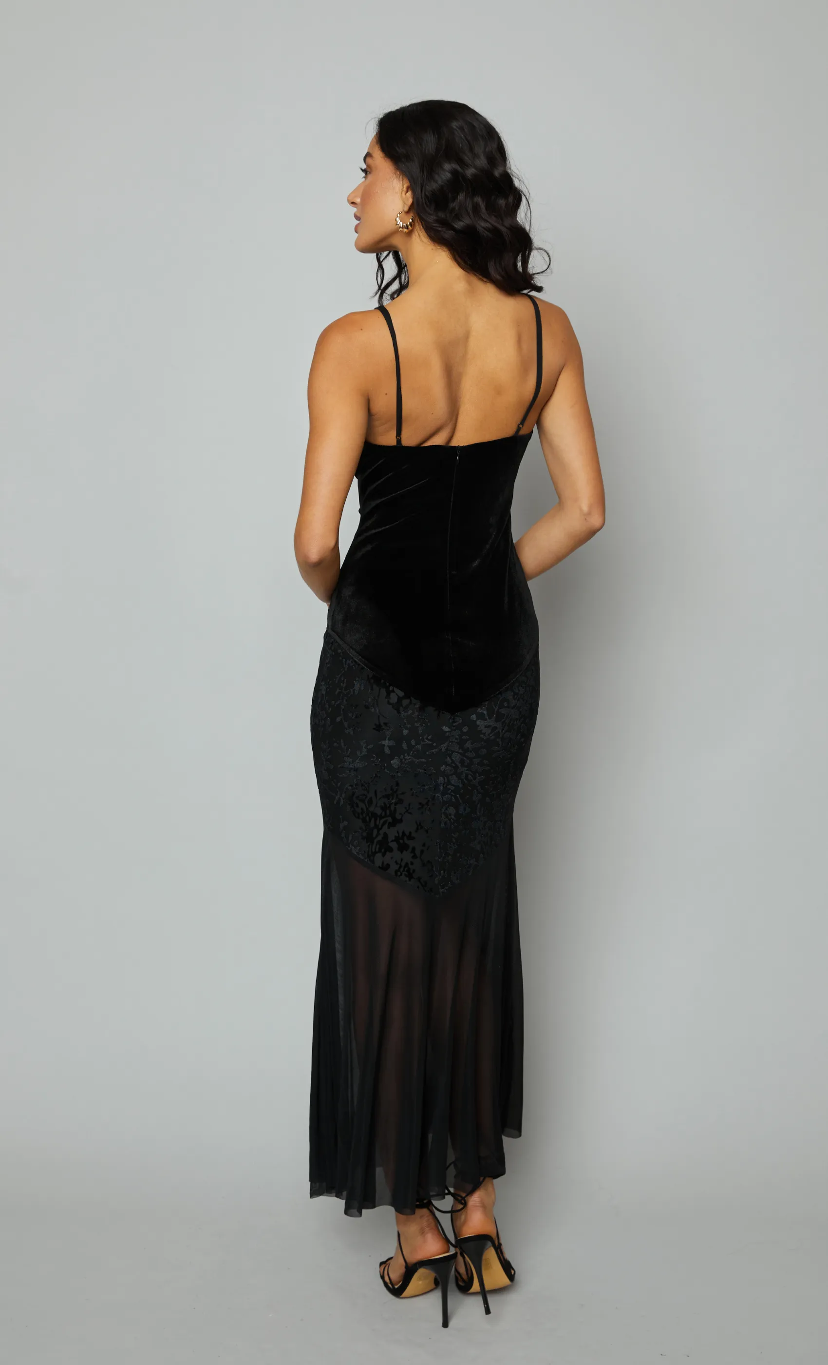 Black Burnout Panelled Maxi Dress sold by Rare London product image thumbnail 3