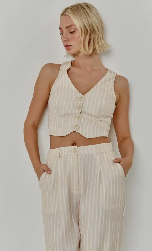 Beige Pinstripe Tailored Waistcoat made by Another Girl
