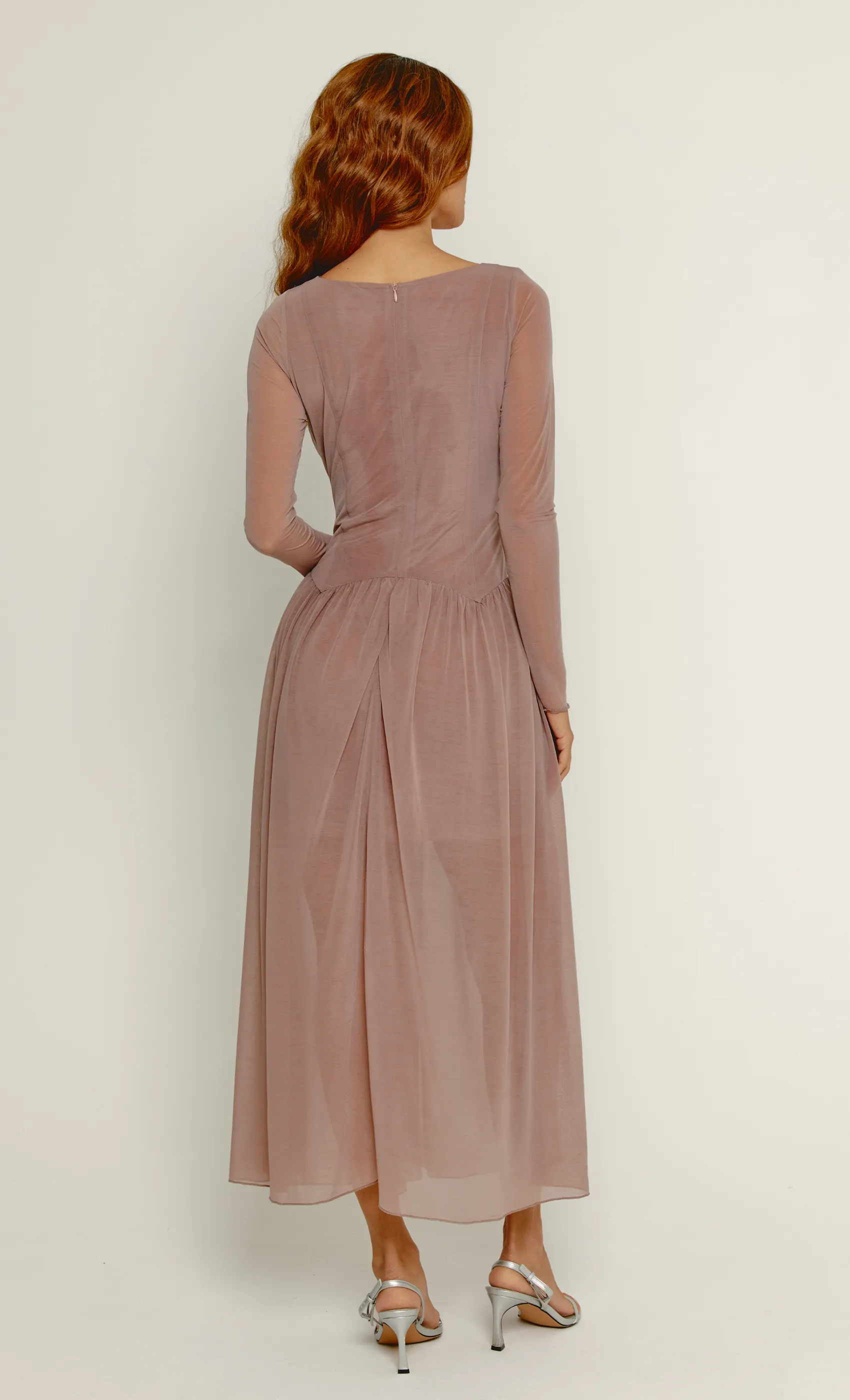 Mauve Pointed Waist Detail Maxi Dress sold by Rare London product image thumbnail 2