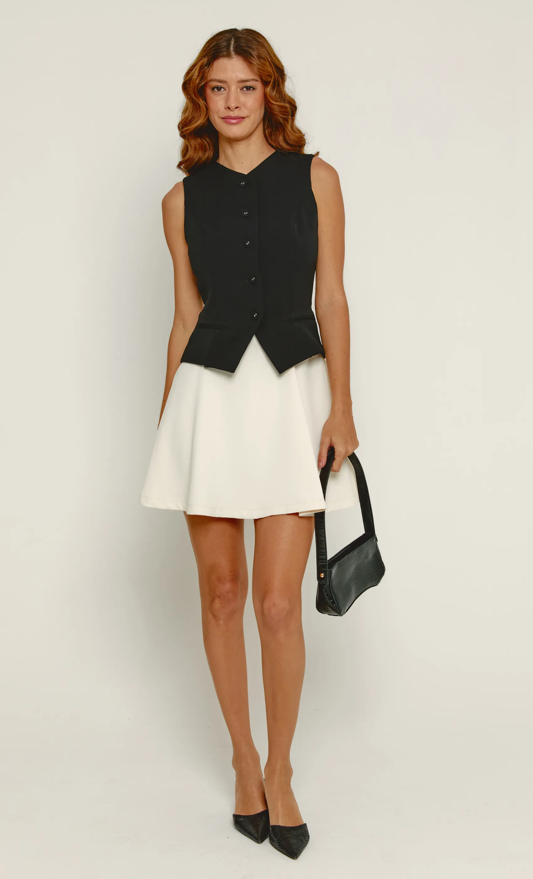 Black & White Waistcoat Mini Dress sold by Rare London product image thumbnail 3