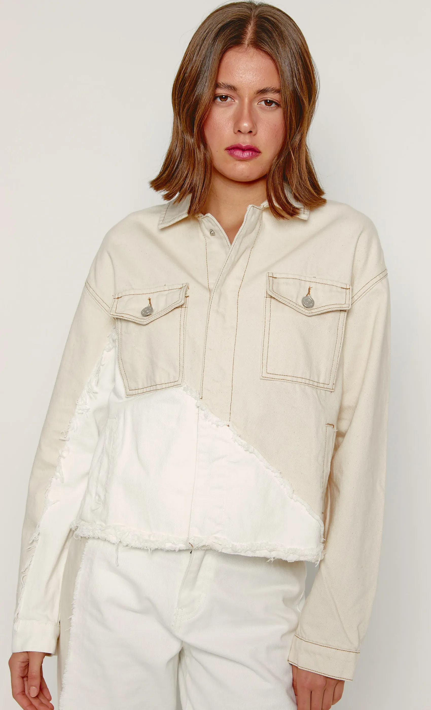 Two Tone Panel Denim Jacket sold by Rare London