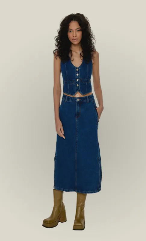 Blue Denim Maxi Skirt made by Another Girl