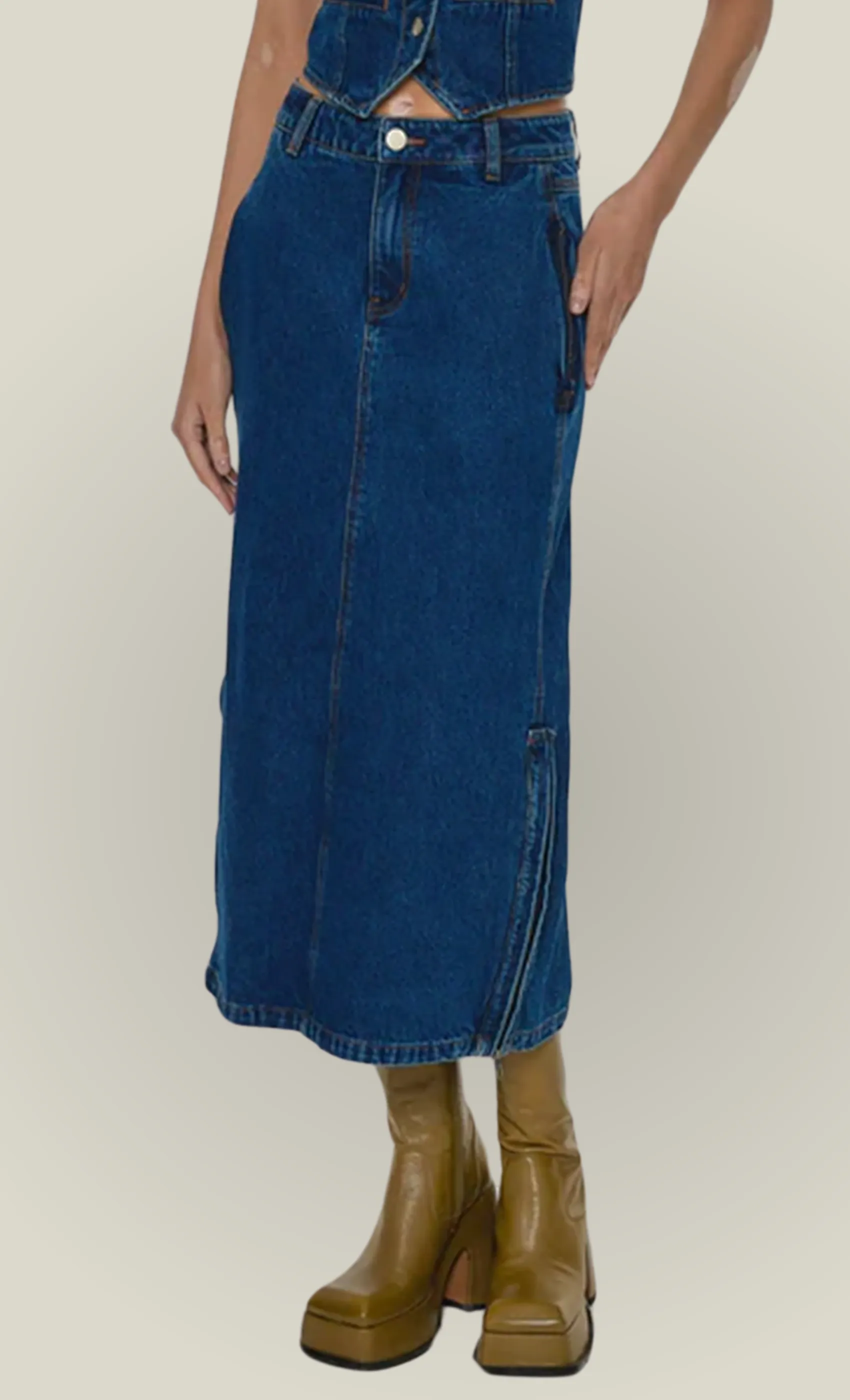 Blue Denim Maxi Skirt sold by Rare London product image thumbnail 2