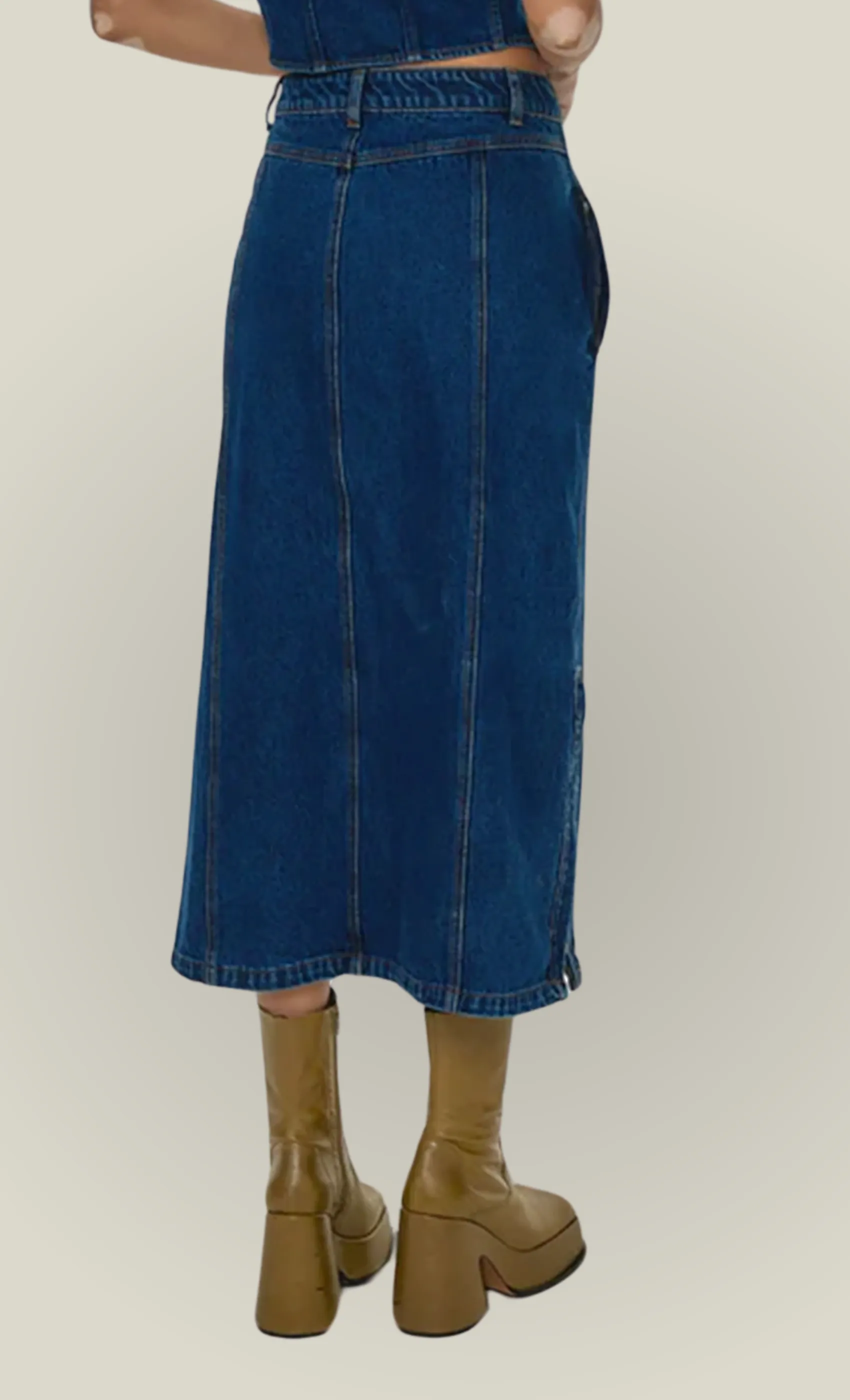 Blue Denim Maxi Skirt sold by Rare London product image thumbnail 3