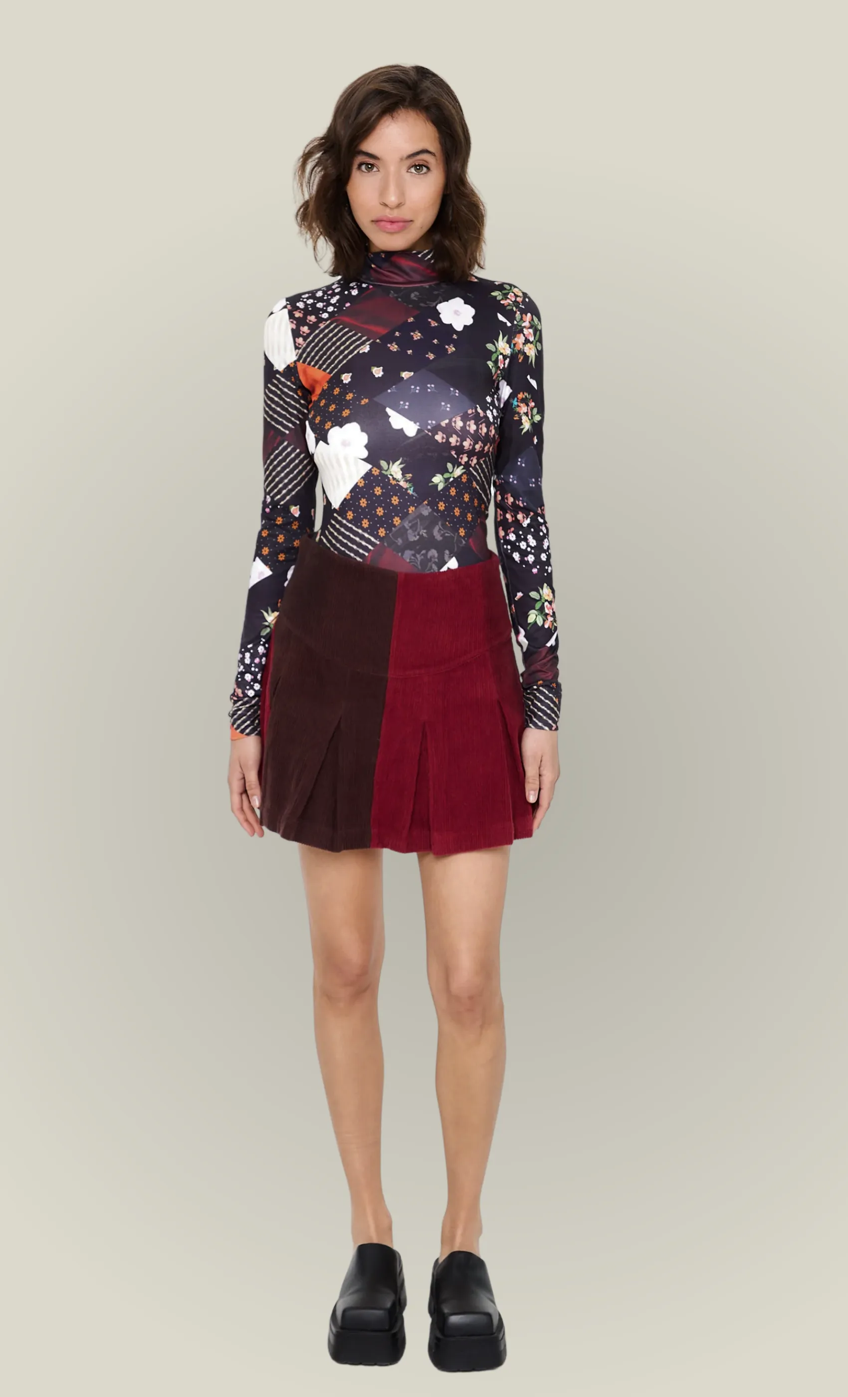 Floral Print Second Skin Turtleneck Top sold by Rare London product image thumbnail 3
