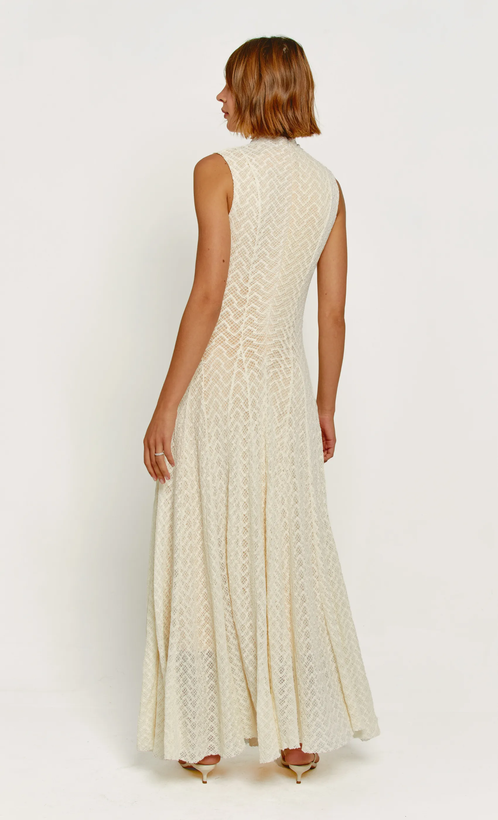 Cream Knit High Neck Maxi Dress sold by Rare London product image thumbnail 2
