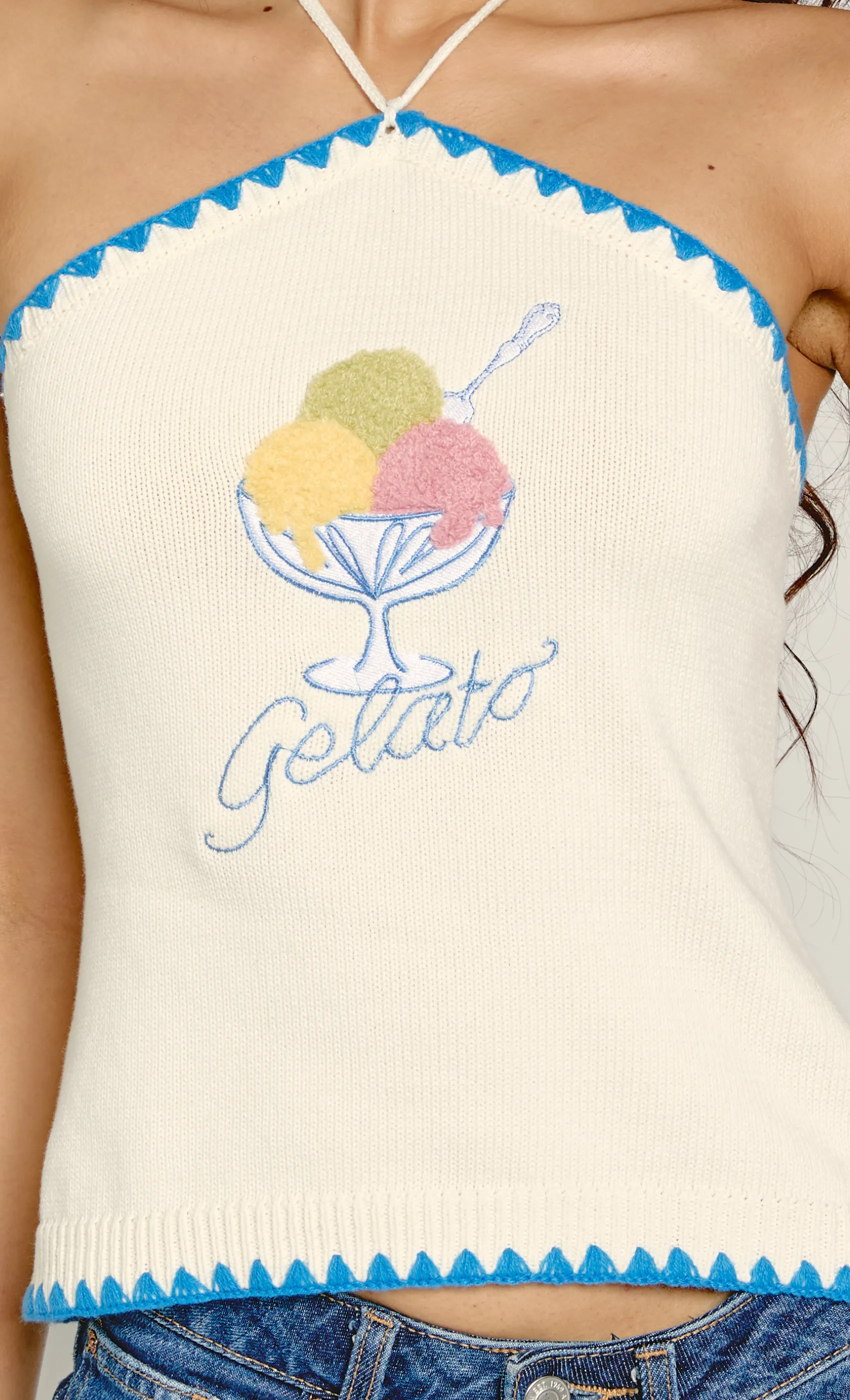 Cream Gelato Knit Halter Top sold by Rare London product image thumbnail 4