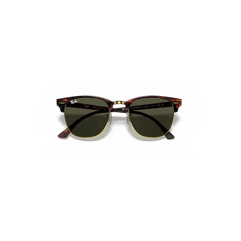 Ray-Ban Clubmaster Classic Sunglasses Tortoise On Gold Frame Green Lenses 51-21 sold by Ray-Ban