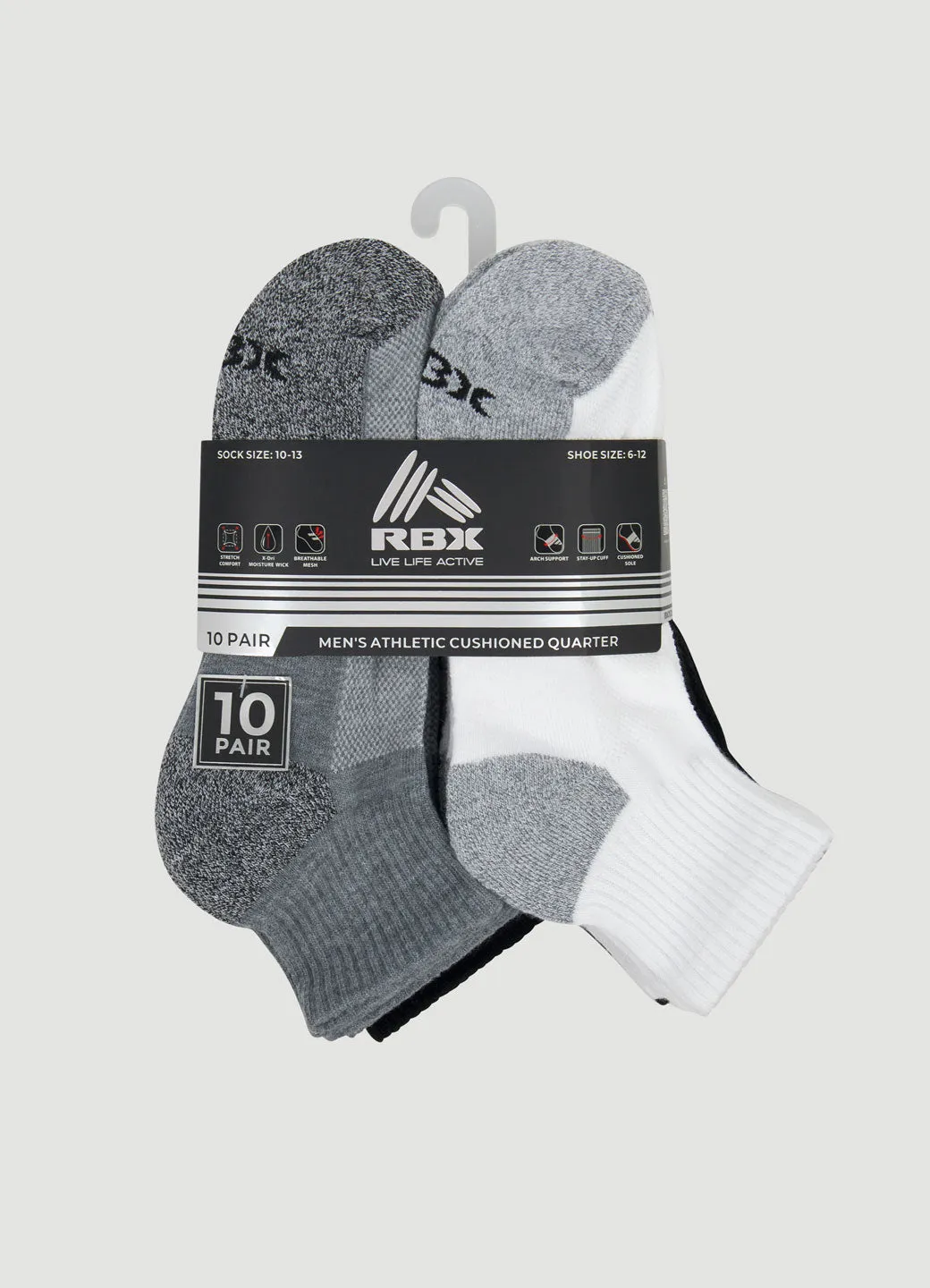 Men's 10-Pack Quarter Socks sold by RBX product image thumbnail 5