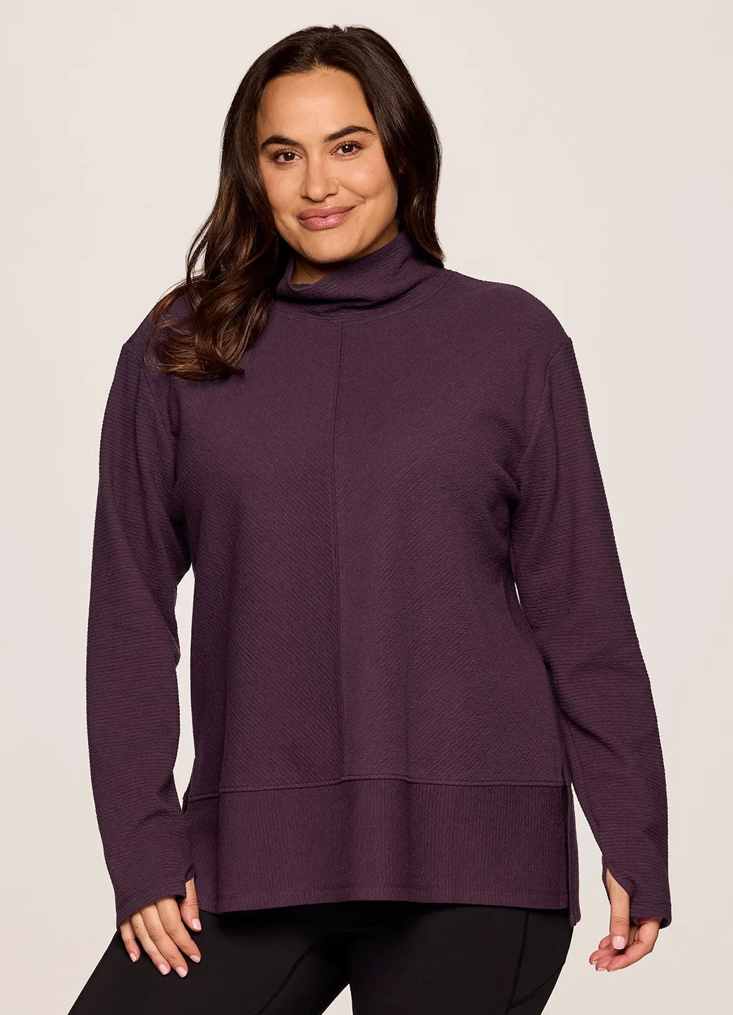 Plus Studio Jacquard Mock Neck Pullover sold by RBX