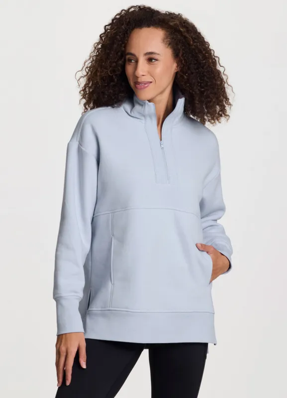 Uptown Fleece 1/4 Zip Mock Neck Tunic sold by RBX