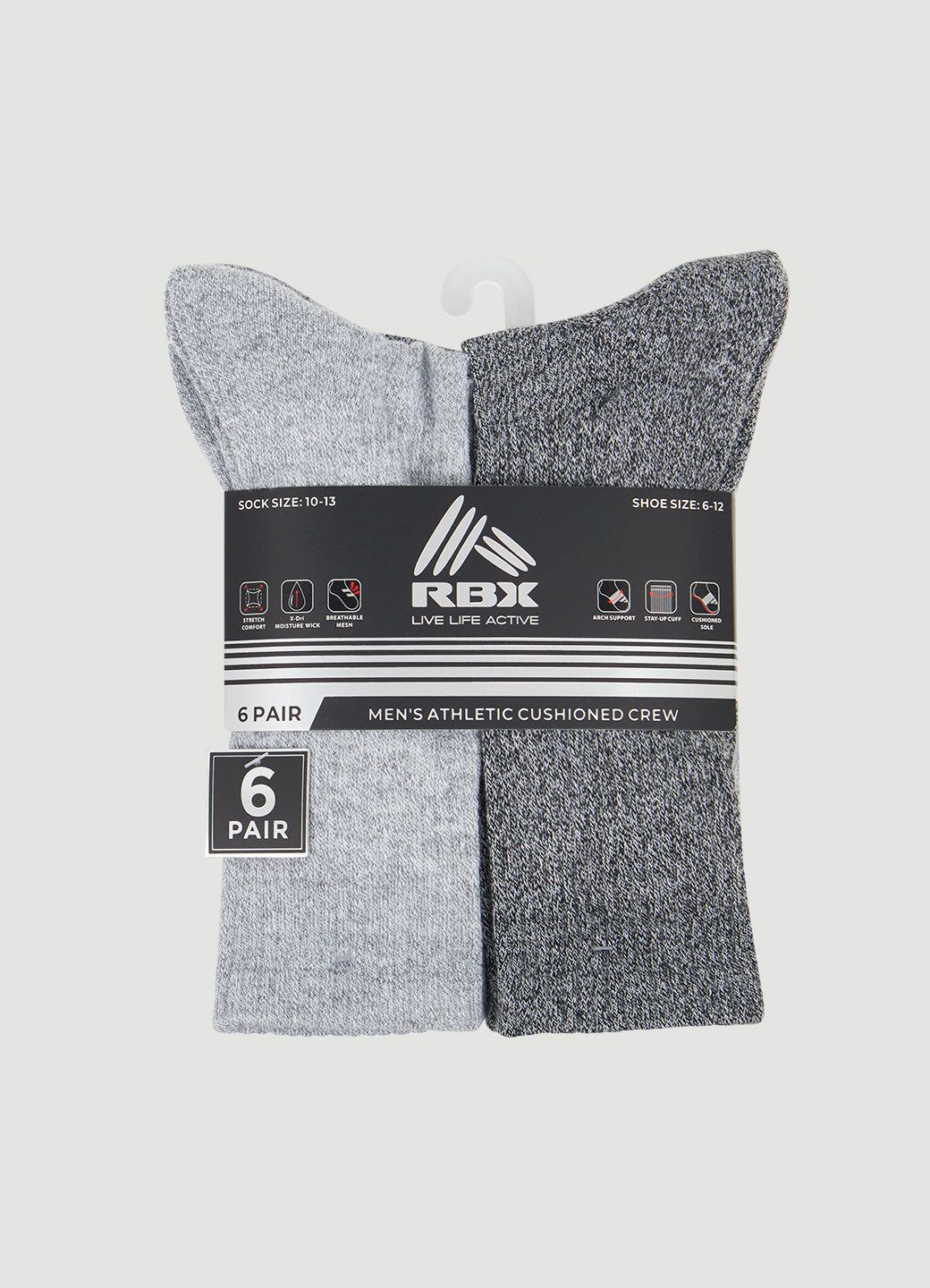 Men's 6-Pack Crew Socks sold by RBX product image thumbnail 5