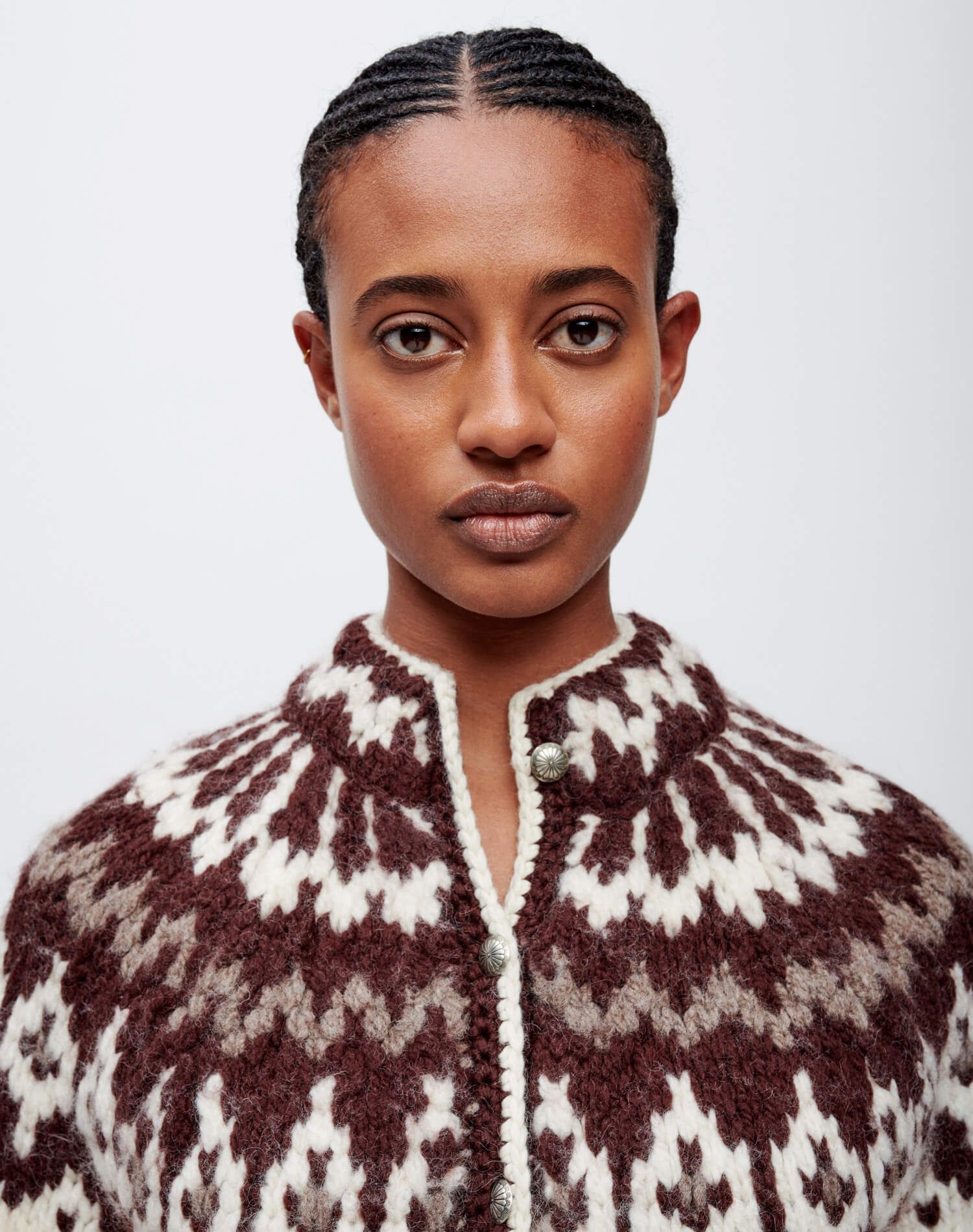 High Neck Cardigan - Vintage Ivory Fair Isle sold by Re/Done product image thumbnail 3