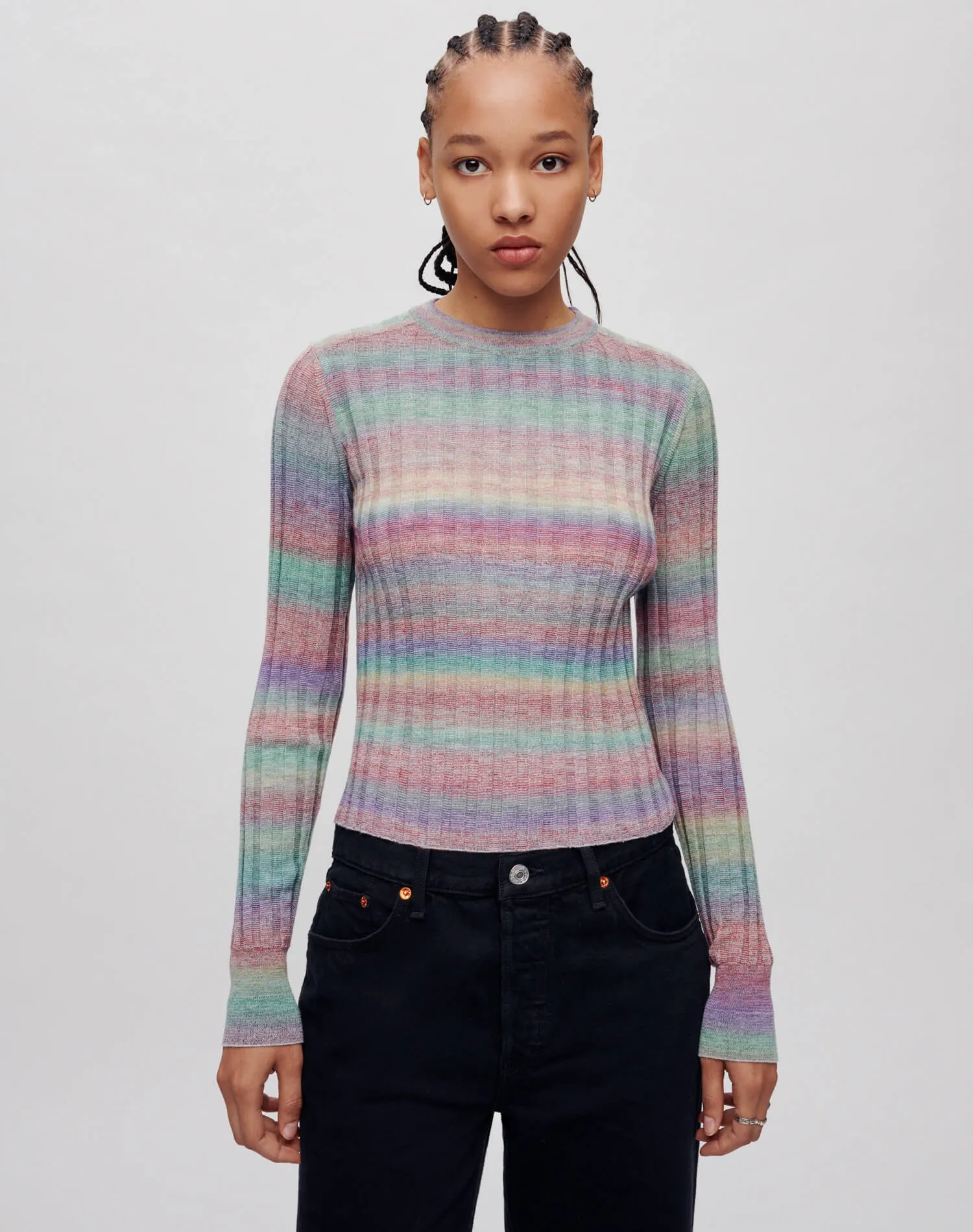 Poor Boy Rib Slim Pullover - Spirulina Combo sold by Re/Done