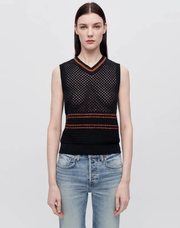 Crochet Mesh Vest - Black Combo made by Re/Done