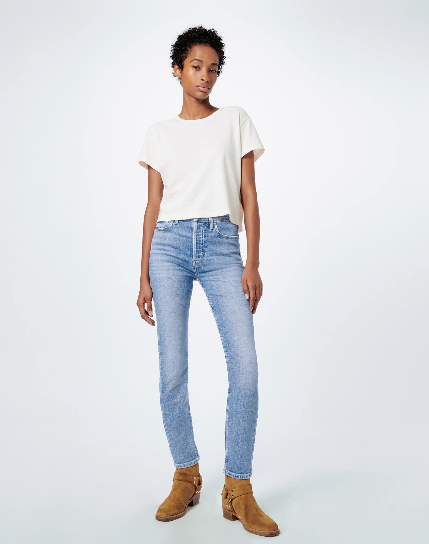Comfort Stretch High Rise Ankle Crop - Hazey Indigo sold by Re/Done product image thumbnail 5